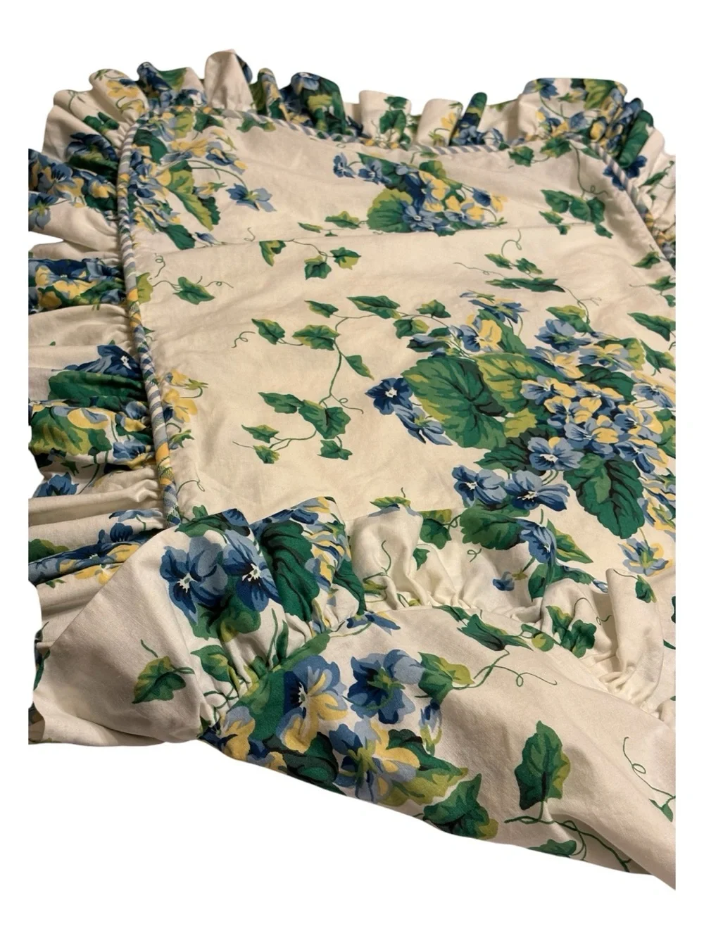 2 Waverly Home Sweet Violets Garden Room Pillow Shams Ivy Plaid Stripe Cord Trim